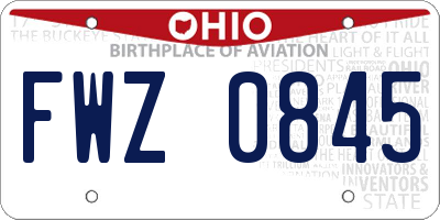 OH license plate FWZ0845
