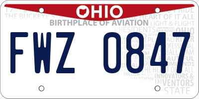 OH license plate FWZ0847