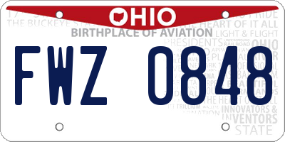 OH license plate FWZ0848