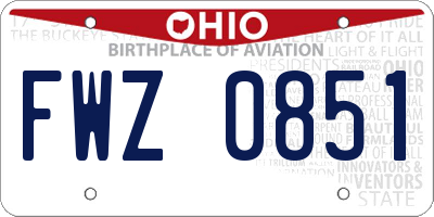 OH license plate FWZ0851