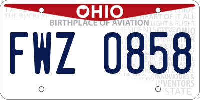 OH license plate FWZ0858