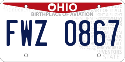 OH license plate FWZ0867