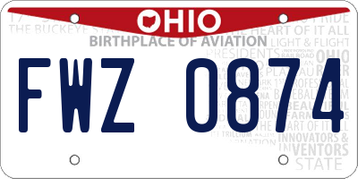 OH license plate FWZ0874