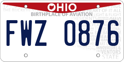 OH license plate FWZ0876