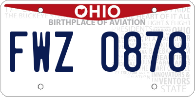 OH license plate FWZ0878