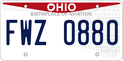 OH license plate FWZ0880