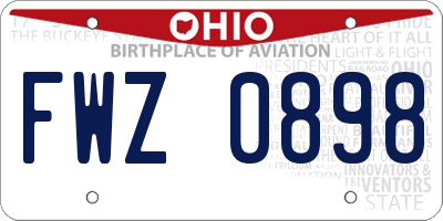 OH license plate FWZ0898