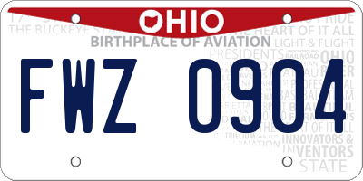 OH license plate FWZ0904