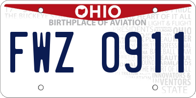 OH license plate FWZ0911