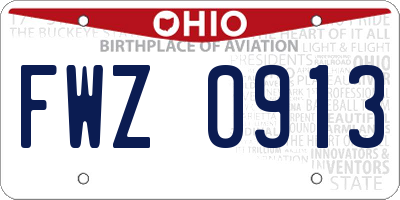 OH license plate FWZ0913
