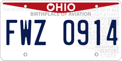 OH license plate FWZ0914