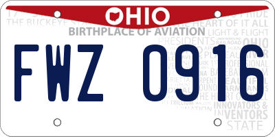OH license plate FWZ0916