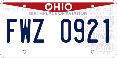 OH license plate FWZ0921