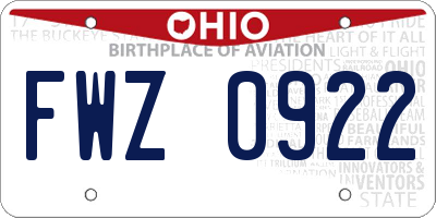 OH license plate FWZ0922