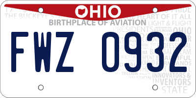 OH license plate FWZ0932