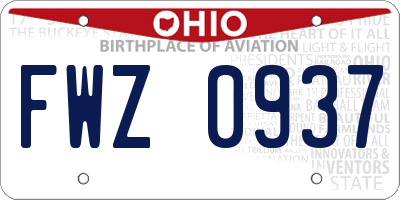 OH license plate FWZ0937