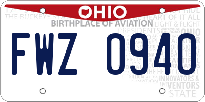 OH license plate FWZ0940