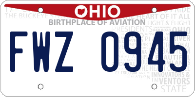 OH license plate FWZ0945