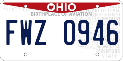 OH license plate FWZ0946