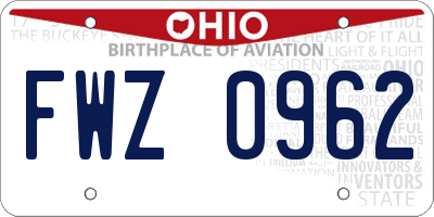 OH license plate FWZ0962