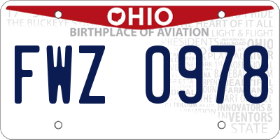OH license plate FWZ0978