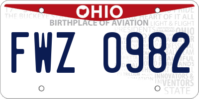 OH license plate FWZ0982