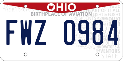 OH license plate FWZ0984