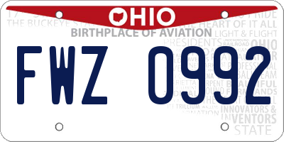 OH license plate FWZ0992