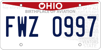 OH license plate FWZ0997