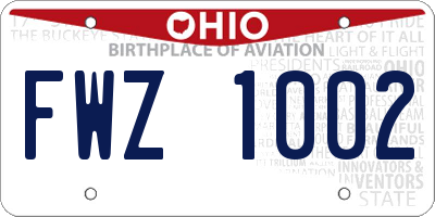 OH license plate FWZ1002
