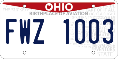 OH license plate FWZ1003