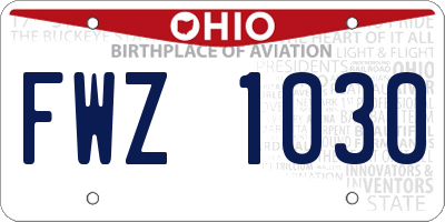 OH license plate FWZ1030