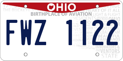 OH license plate FWZ1122