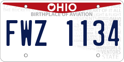 OH license plate FWZ1134