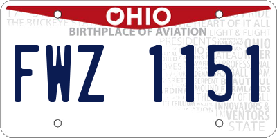 OH license plate FWZ1151
