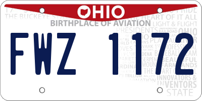 OH license plate FWZ1172