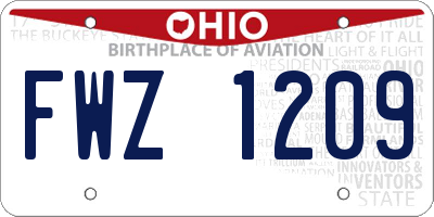 OH license plate FWZ1209