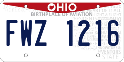 OH license plate FWZ1216