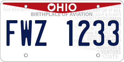 OH license plate FWZ1233