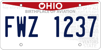 OH license plate FWZ1237