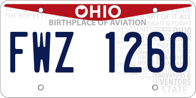 OH license plate FWZ1260