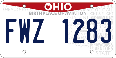 OH license plate FWZ1283