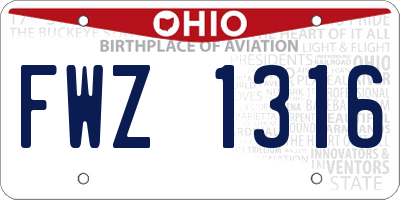 OH license plate FWZ1316