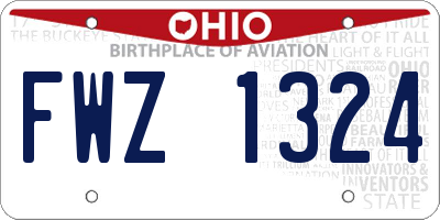 OH license plate FWZ1324