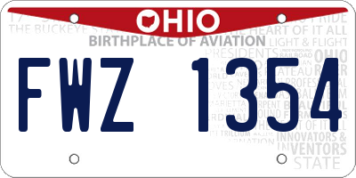 OH license plate FWZ1354