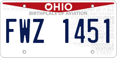 OH license plate FWZ1451