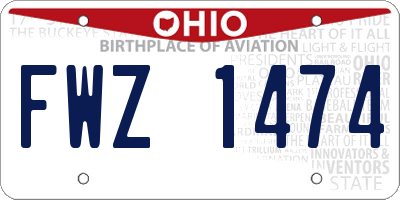 OH license plate FWZ1474