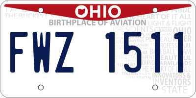 OH license plate FWZ1511