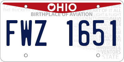 OH license plate FWZ1651