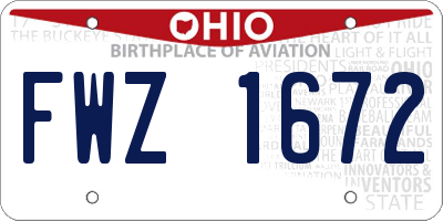 OH license plate FWZ1672
